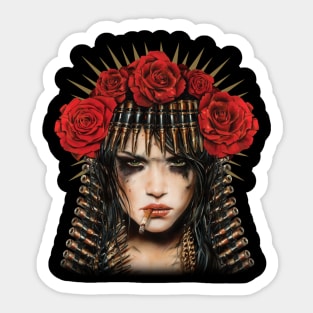 Girl red rose smoking Sticker